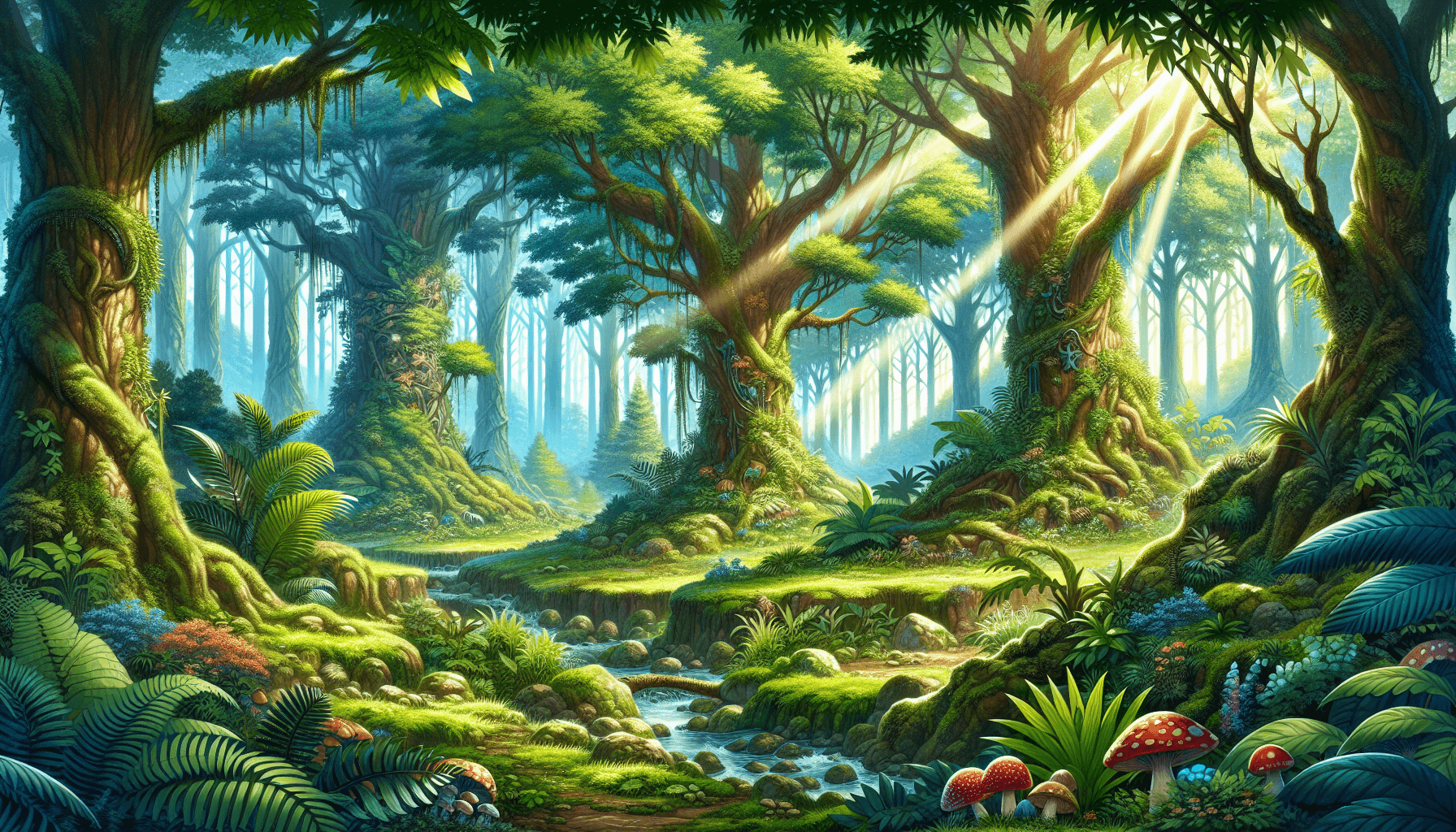Vibrant forest environment